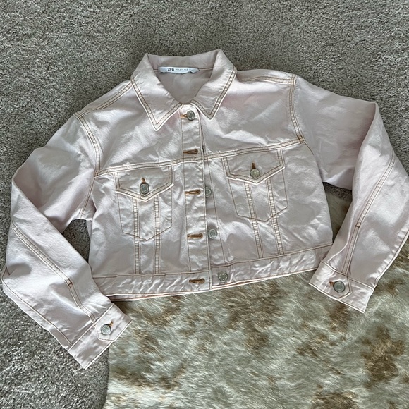 Zara Jackets & Blazers - Zara light pink denim jean jacket